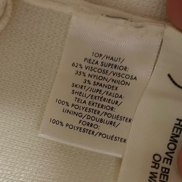 Ann Taylor White Long Sleeve Crew Neck Lace Hem Knit Stretchy Sweater Size Small - Picture 5 of 5